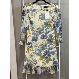 Few Moda New York Floral Chiffon Mini Dress Sz 10 NWT Coquette Cottagecore Boho